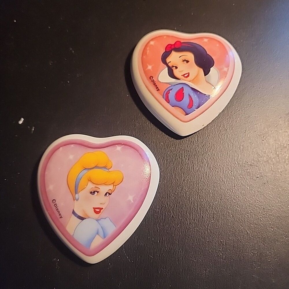 Vintage Disney Princess Heart Magnets Snow White Cinderella Ceramic Hearts